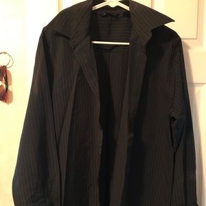 Mens Axist button down dress shirt black w stripes